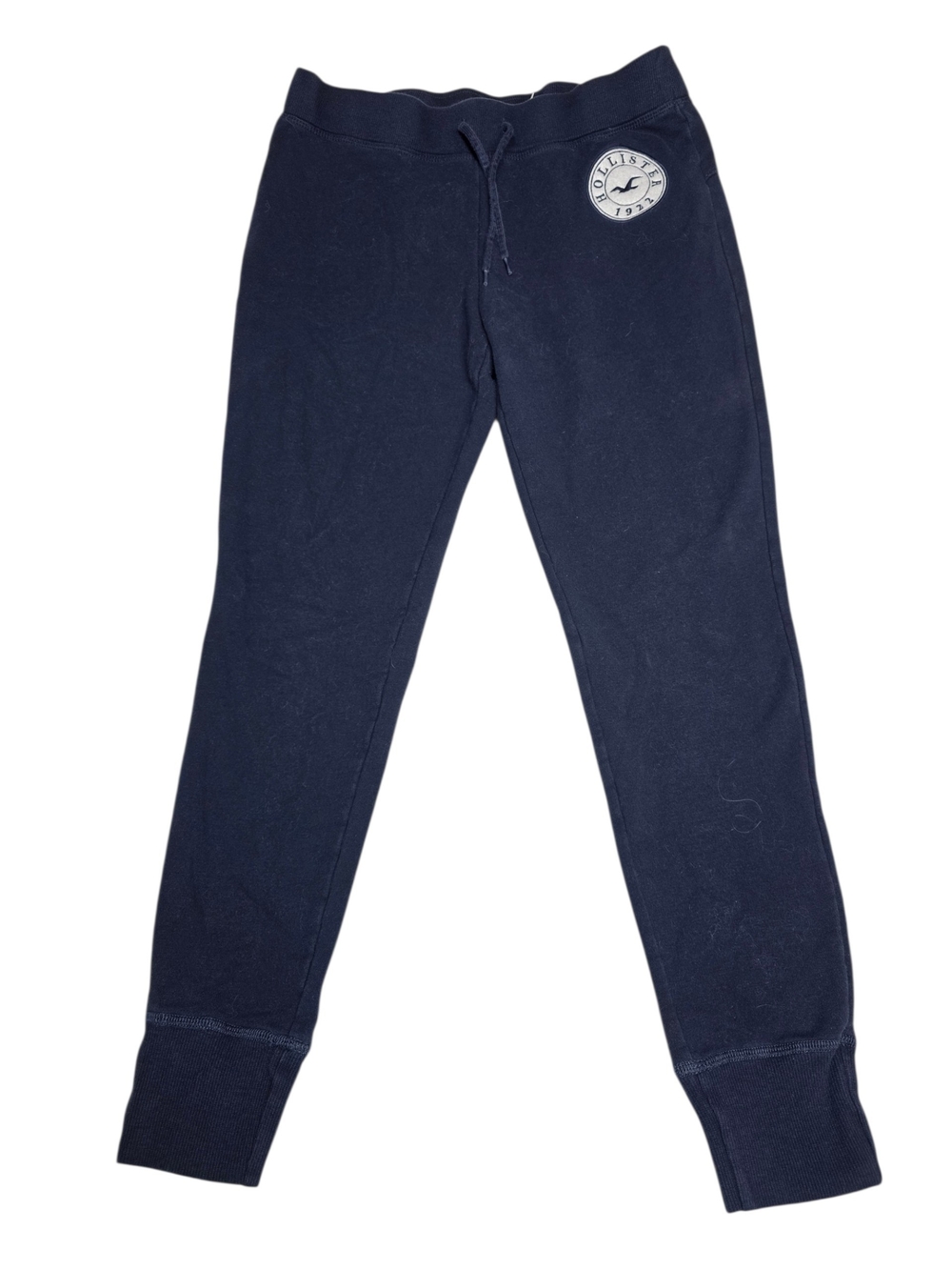 Hollister Women's Navy Drawstring Joggers with Logo Patch
